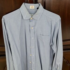 Bespoke Men's Light Blue Micro-Striped Point-Collar Dress Shirt
